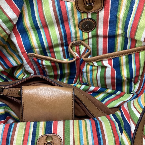 Fossil 1954 Classic Woven Purse Wooden Handles Detachable Straps Beige Brown - Picture 12 of 16